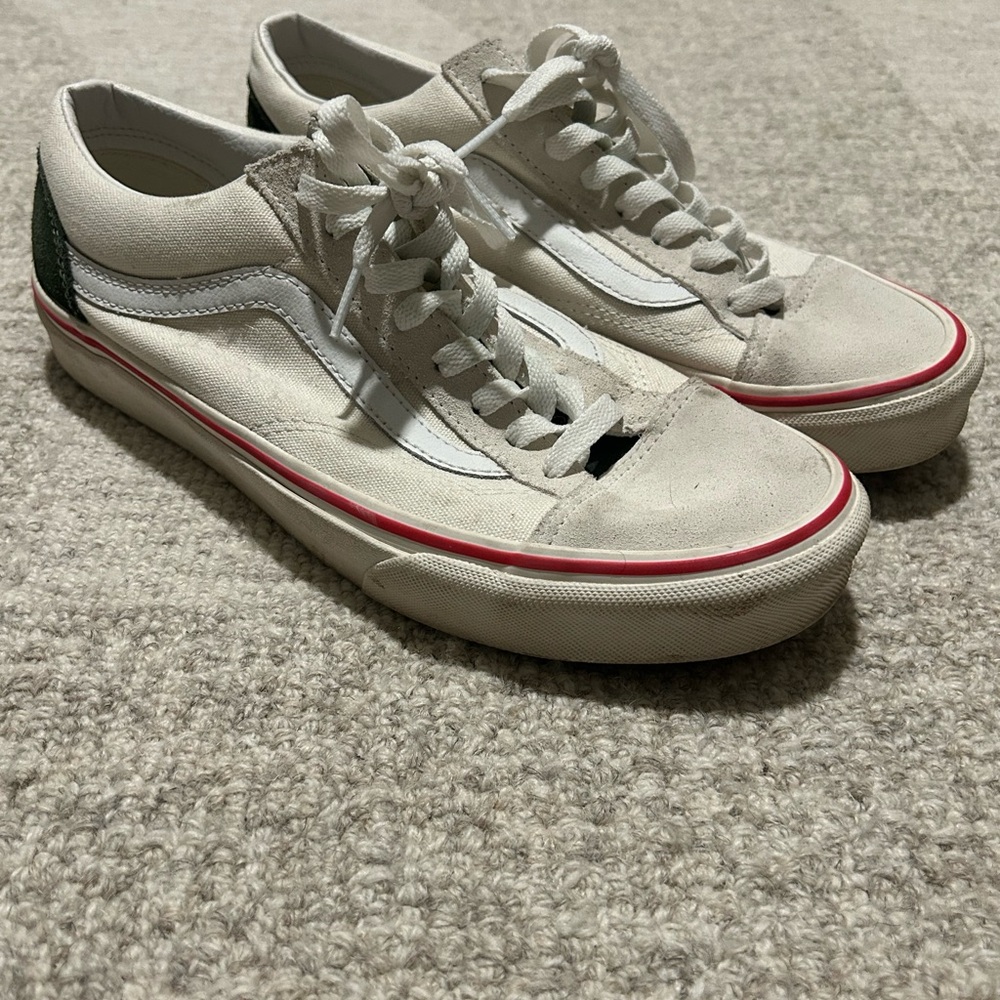 Cream/Green/Red Low-Top Vans